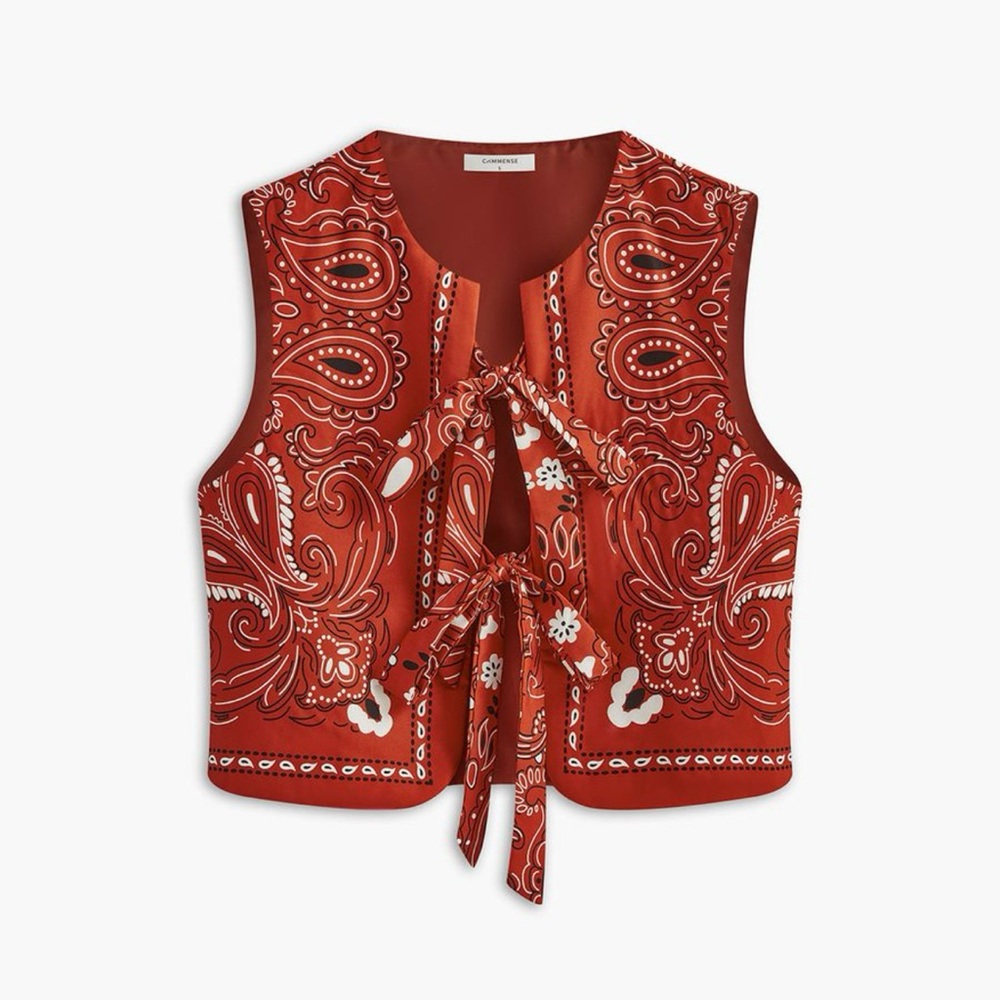 Bandana Print Red Sleeveless Top